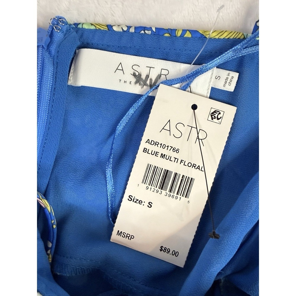 ASTR Florianne Floral Satin Midi Dress Blue Bustier Strap NWT Small - Picture 10 of 14